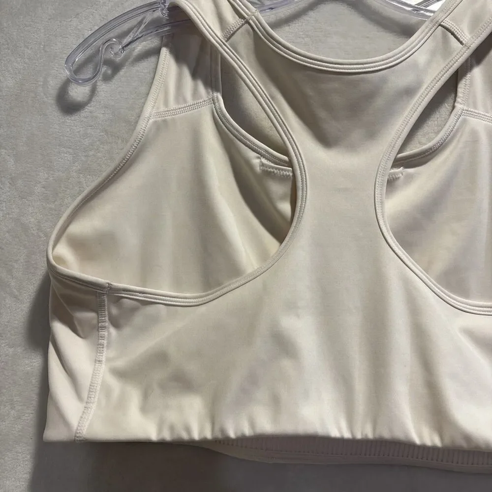 Nike Women's Swoosh Medium Support Racerback Sports Bra Plus Size 1X Ivory Cream